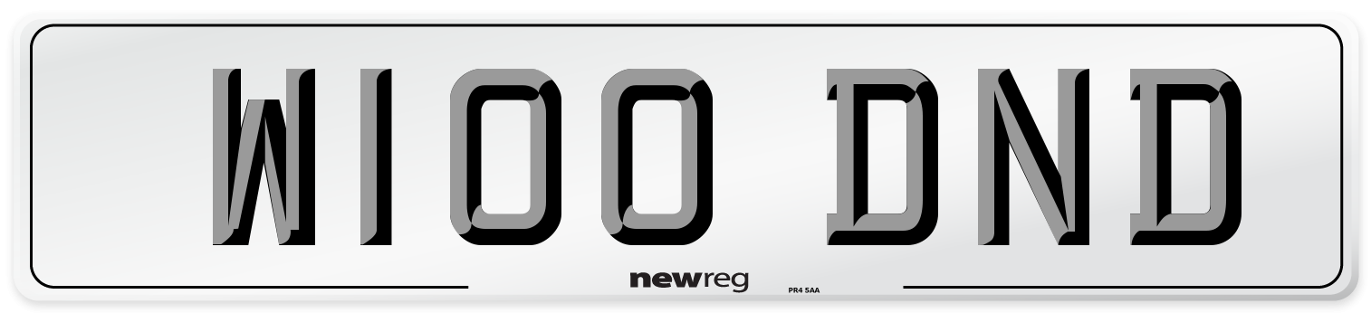 W100 DND Number Plate from New Reg